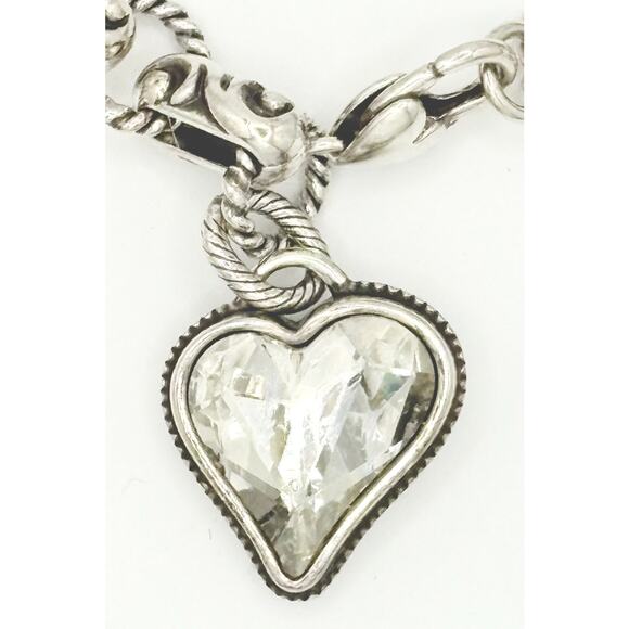 Brighton Bibi Scroll Link Bracelet (Retired) Reversible Crystal Heart Charm  EUC - Picture 5 of 9